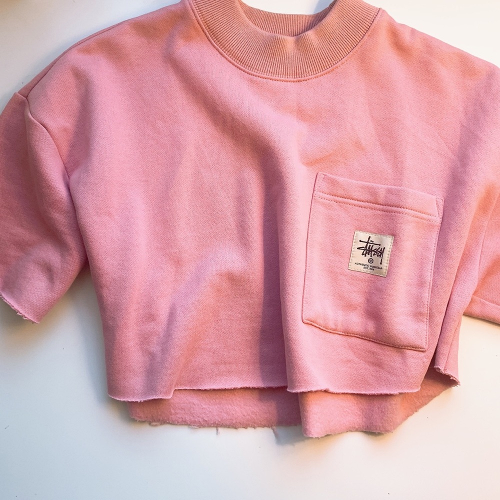 Pink Stussy crop sweater